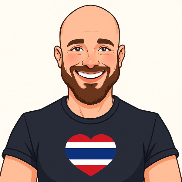 ThaiByHeart illustrated avatar of Marco in a Thai flag heart T-shirt