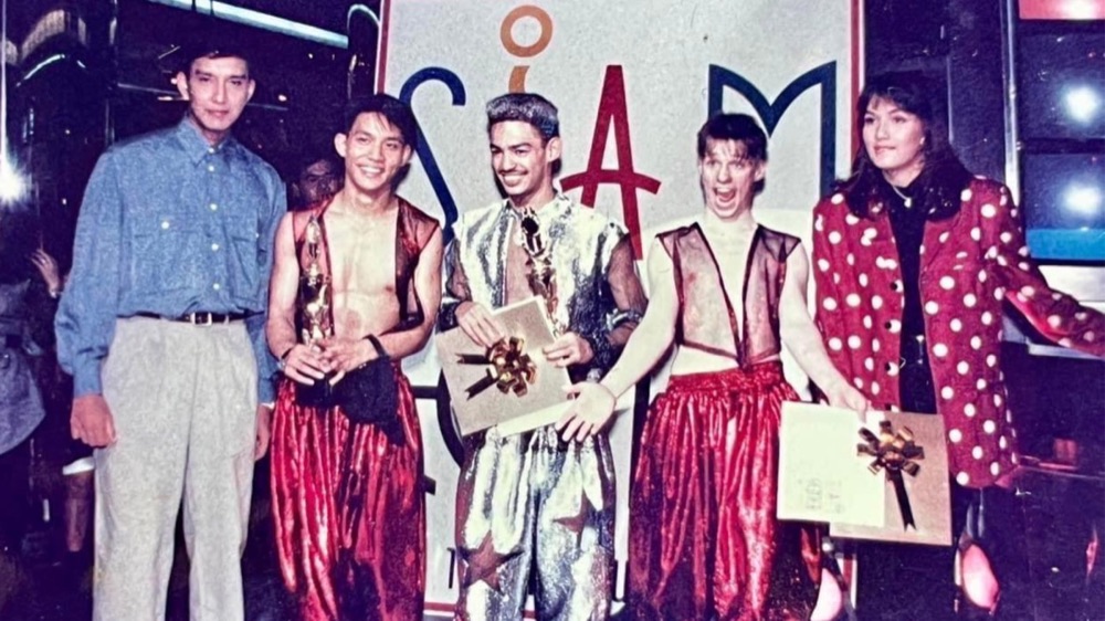 Dance crew receiving an award at Siam in the early 1990s