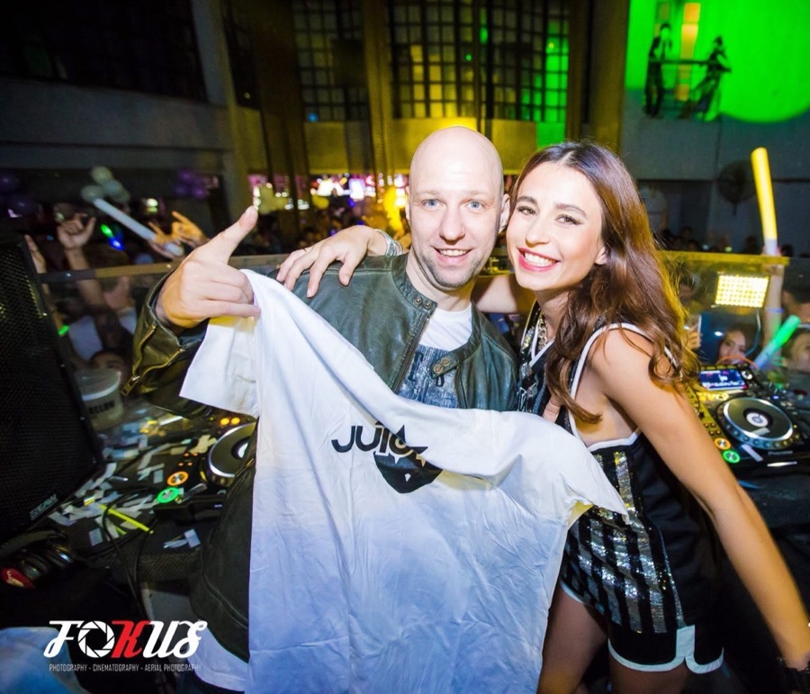 Marco Sager in the DJ booth at a Bangkok club night